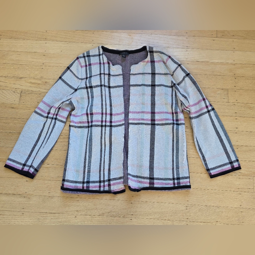 Ann Taylor Factory Plaid Open Front Cardigan Size S EUC